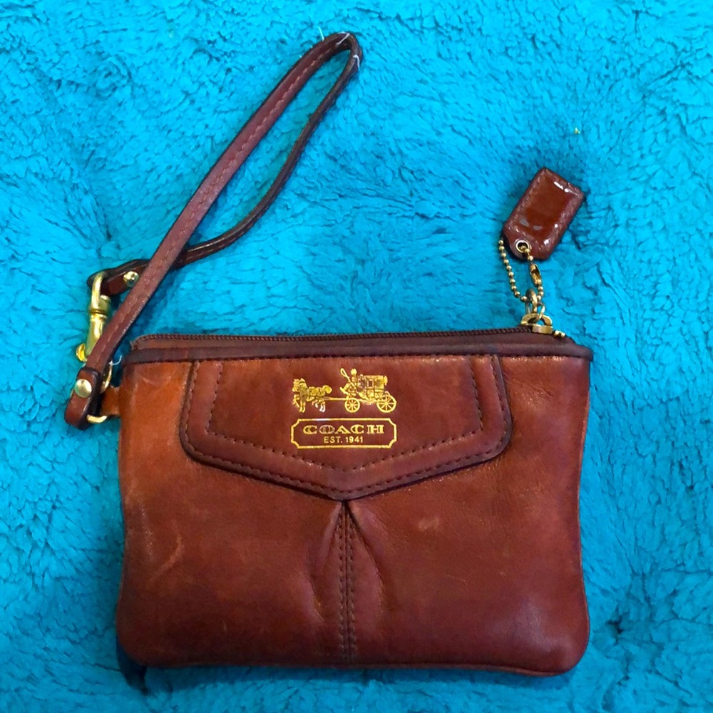 Vintage chocolate brown Coach mini wristlet